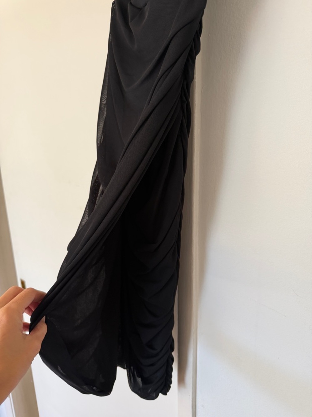 Black Ruched Strapless Dress - Picture 4 of 5